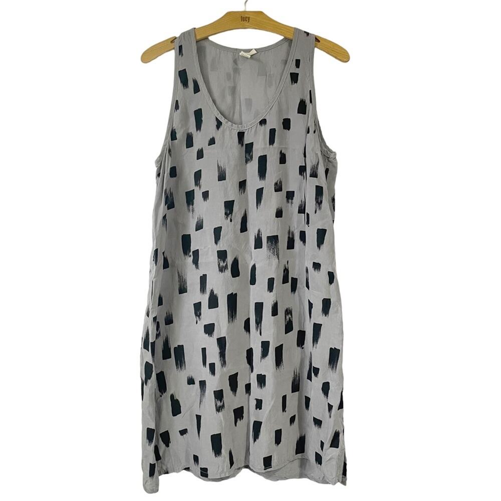 Make It Good MIG Portland Indie Brand Silky‎ Gray Geometric Dress Large